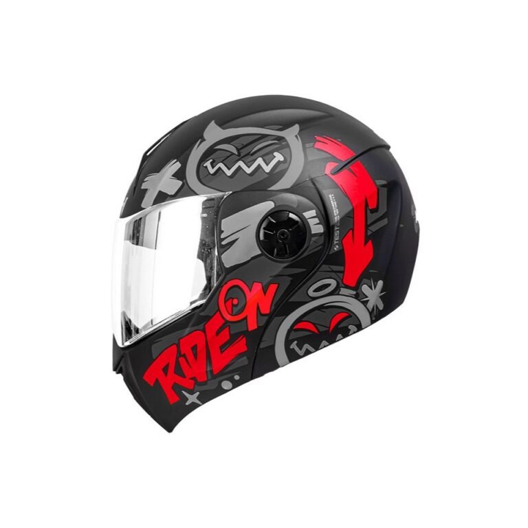 Casco Abatible Ich Dot Move Negro Mate Rojo Visor Transparente