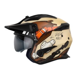 Casco Abierto Shaft Pilot Fighter Cafe Naranja Mate Cascos Pb