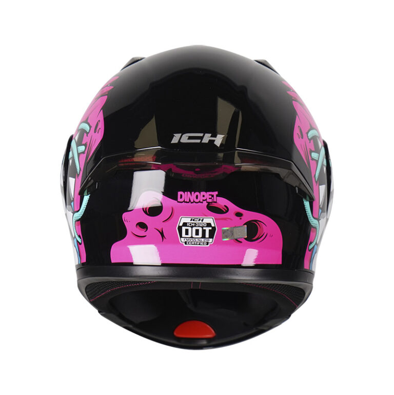 Casco Abatible Ich Dinopet Negro Brillo Fucsia Visor Transparente