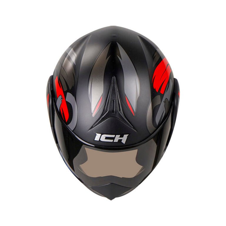 Casco Abatible Ich Brushter Negro Mate Rojo Visor Humo Cascos Pb