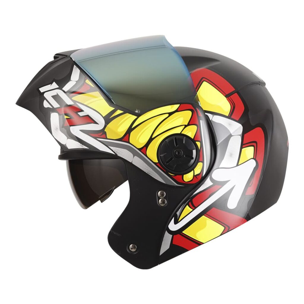 Casco Abatible Ich Raw Negro Mate Rojo Visor Dorado Cascos Pb