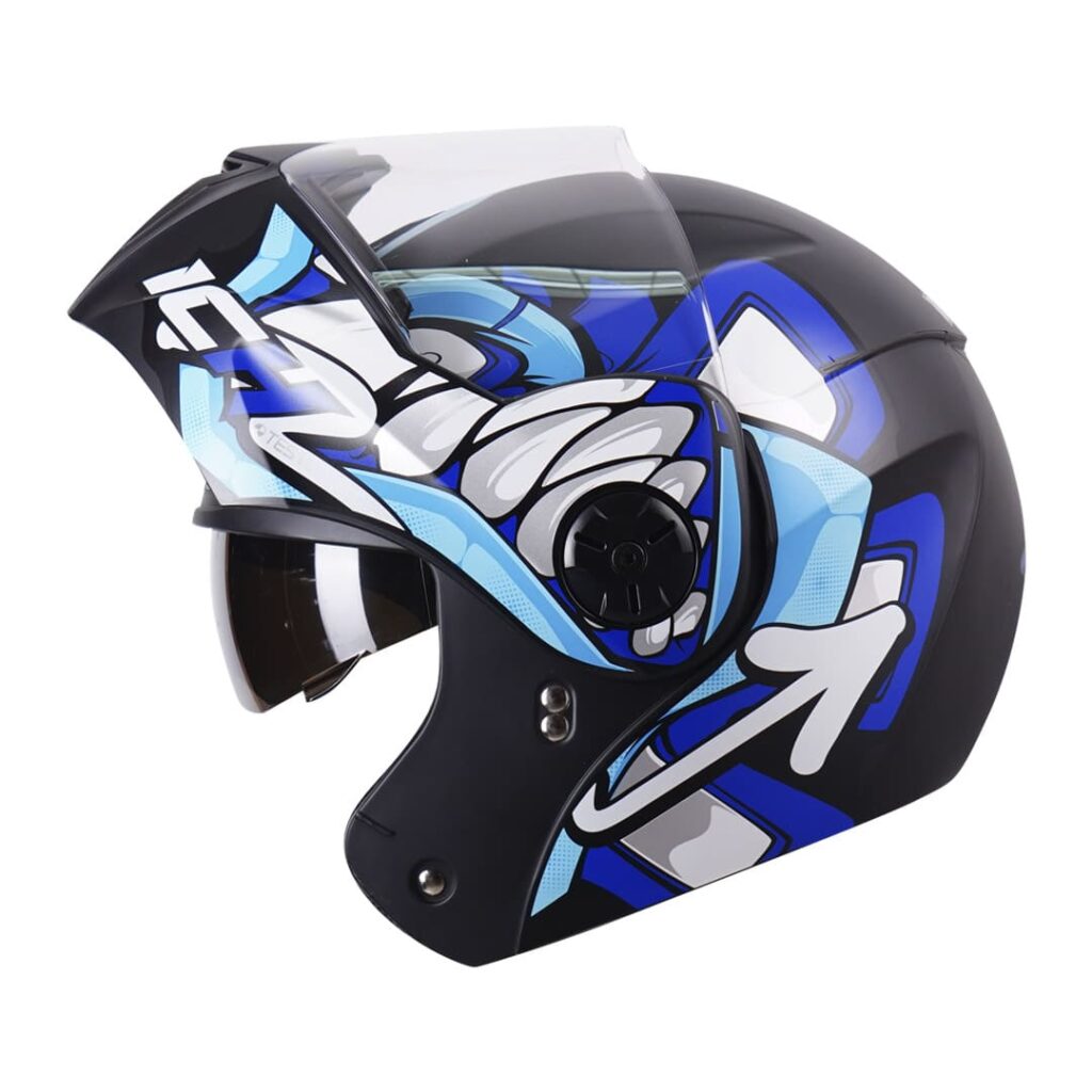 Casco Abatible Ich Raw Negro Mate Azul Visor Transparente Cascos Pb