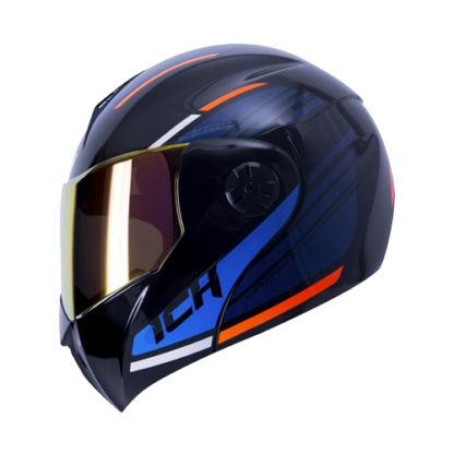 CASCO ABATIBLE ICH 3110 AUGE NEGRO AZUL BRILLO - Imagen 2