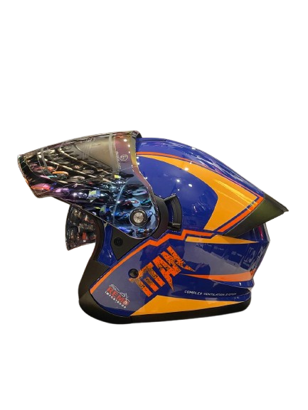 CASCO ABIERTO INDEX TITAN IX AZUL NARANJA - Imagen 3