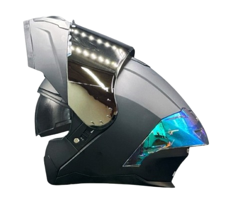 CASCO ABATIBLE XECURO 901 NEGRO MATE SPOILER TRANSPARENTE VERDE - Imagen 2