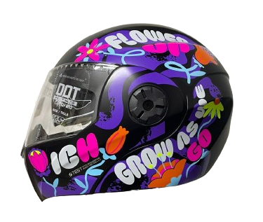 CASCO ABATIBLE PARA NIÑA ICH 3110_S FLOWER_UP NEGRO FUCSIA - Imagen 2